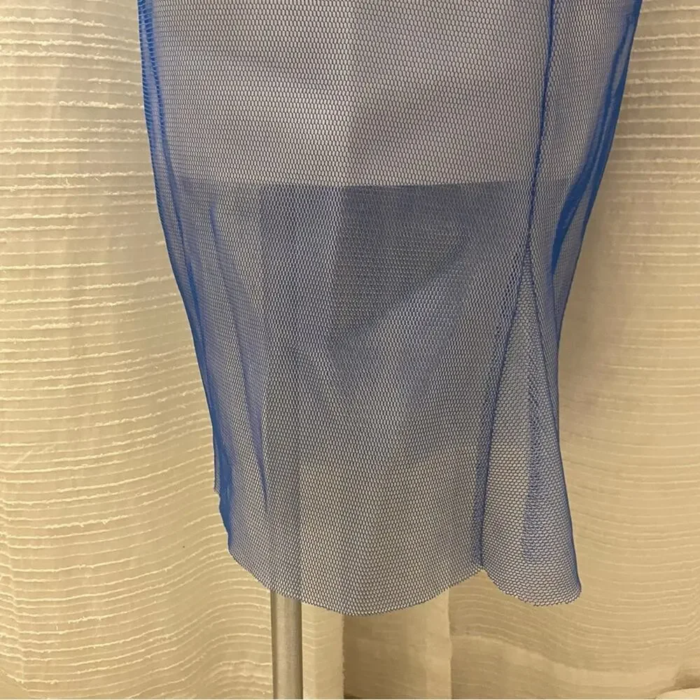Milly Blue Midi Pencil Skirt sz 10 Milly Midi Skirt Net Overlay Skirt